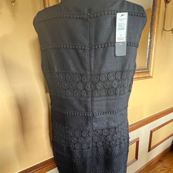 TALBOTS Black  Eyelet Lace Linen and Cotton Blend  Dress Size 8P - Picture 8 of 16